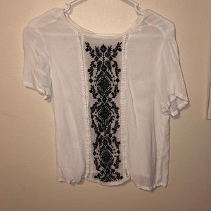White and black embroidered blouse